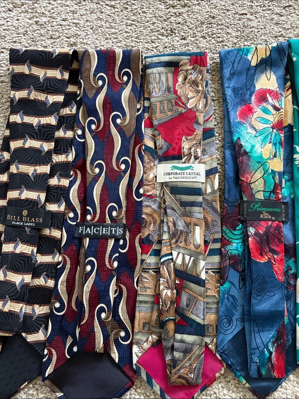 Colorful Men's Floral & Patterned Tie Set - Teal, Red, Gold, Black Mix